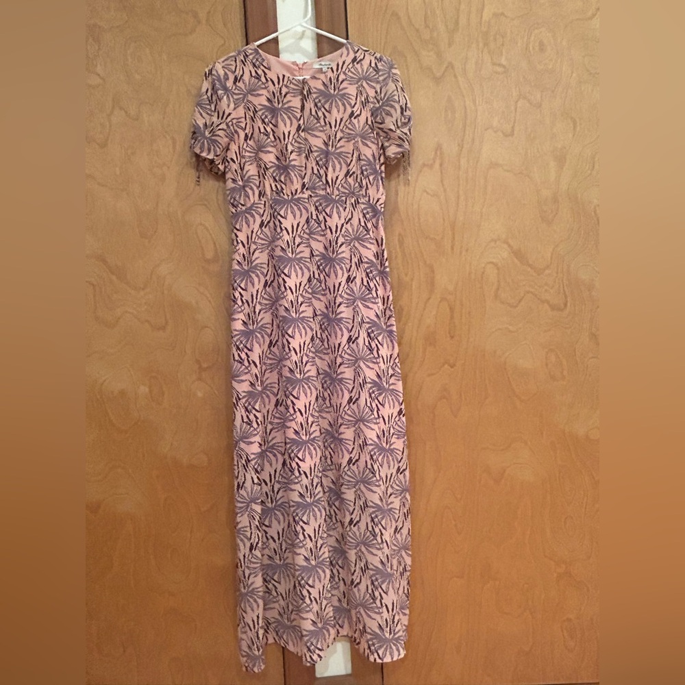 Madewell 100% Real Silk Pink Floral Maxi Dress